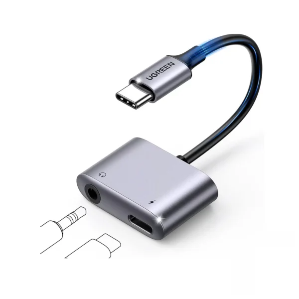 UGREEN 60164 USB-C to 3.5mm Audio Adapter with PD — Grey