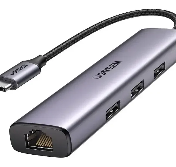 UGREEN USB-C Hub – 3× USB 3.0, RJ45 Gigabit & Micro USB (60718)