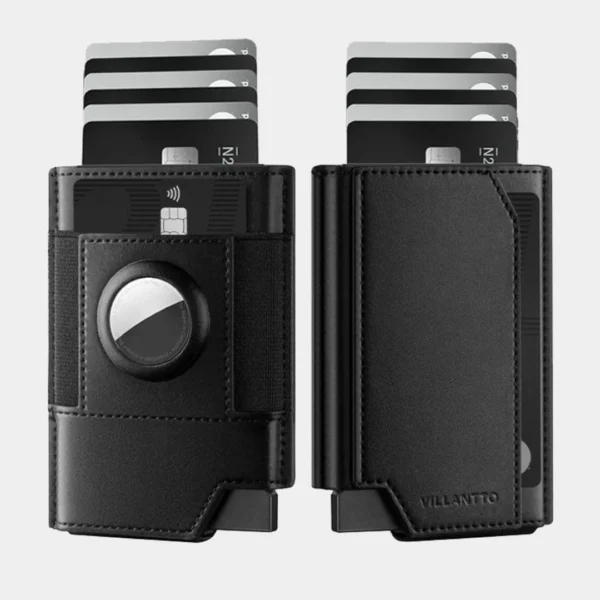 Villantto Leather Smart Wallet for Apple AirTag — Black