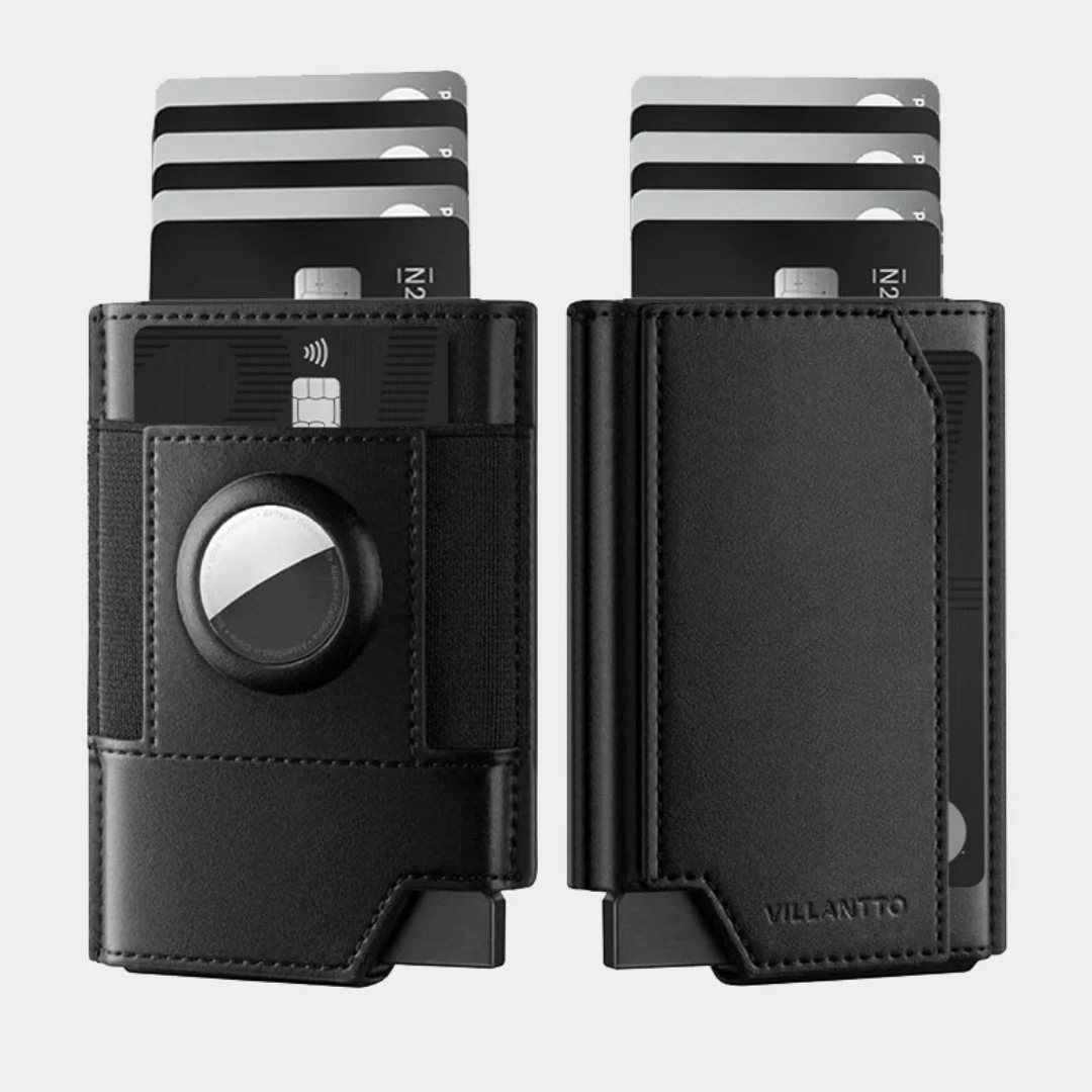Villantto Leather Smart Wallet for Apple AirTag — Black