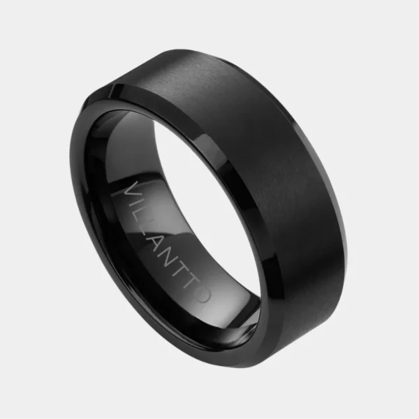 Villantto Tungsten Ring – Matte Finish, Polished Beveled Edge
