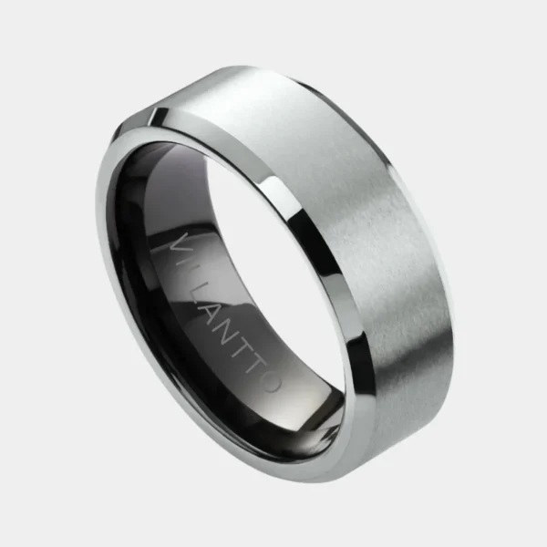 Villantto Tungsten Ring – Matte Finish, Polished Beveled Edge