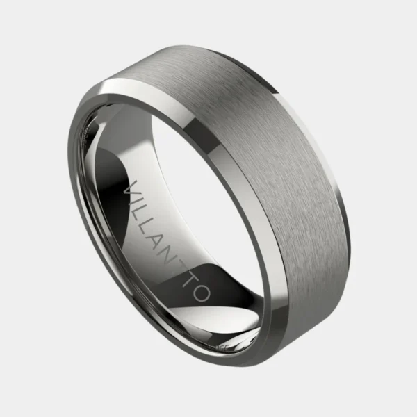 Villantto Tungsten Ring Gunmetal – Premium Edition, Matte Beveled Edge