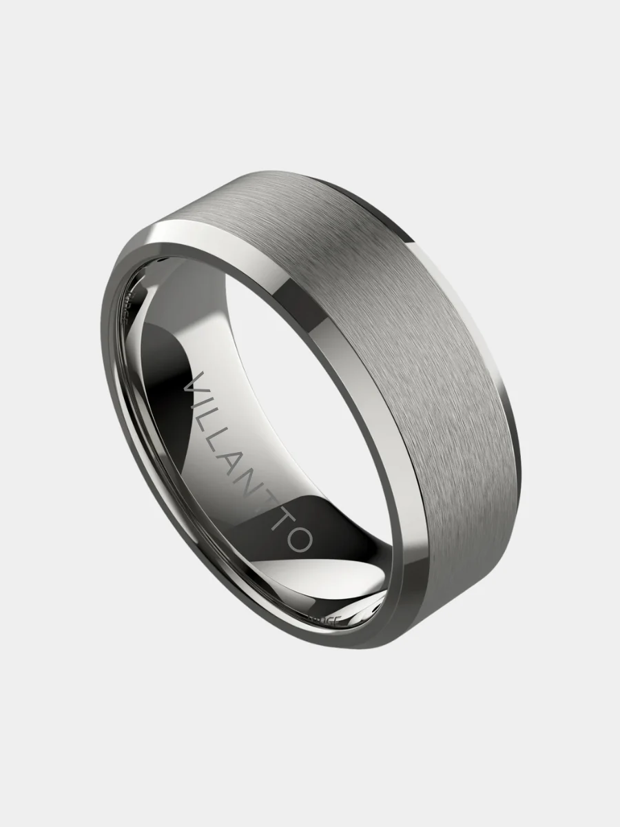 Villantto Tungsten Ring Gunmetal – Premium Edition, Matte Beveled Edge