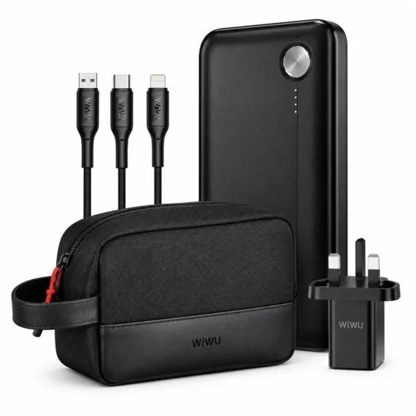WiWu 4-in-1 Tech Travel Combo — 10,000mAh Power Bank & UK Charger Kit