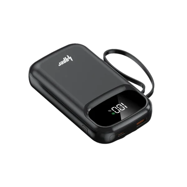 Yolo Pulse 22.5W Power Bank 20000mAh – Black, Built-in Cables