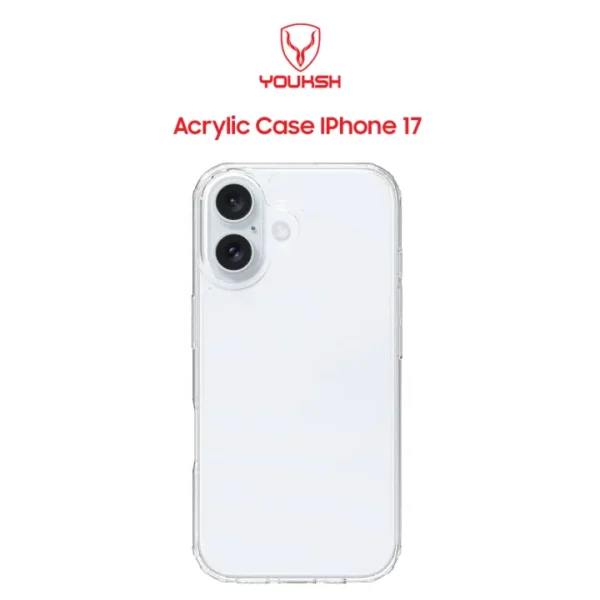 Youksh Acrylic Clear Case for iPhone 17 — Shockproof with Corner Airbags