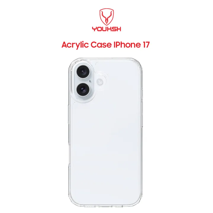Youksh Acrylic Clear Case for iPhone 17 — Shockproof with Corner Airbags
