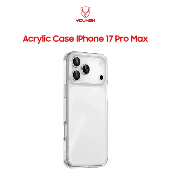 YOUKSH Acrylic Clear Case for iPhone 17 Pro Max — TPU Bumper Hybrid
