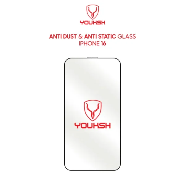 Youksh Anti-Static Clear Glass Screen Protector for Apple iPhone 16
