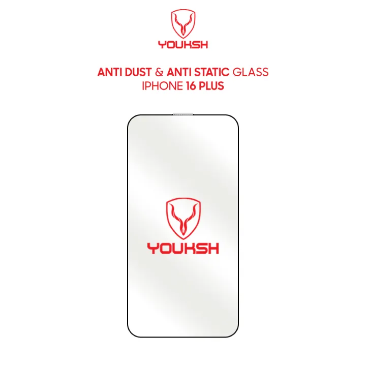 Youksh iPhone 16 Plus Anti-Static Clear Glass Protector — 0.15 mm with Speaker Grill