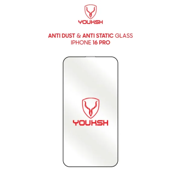 Youksh Anti-Static Clear Glass Screen Protector for Apple iPhone 16 Pro