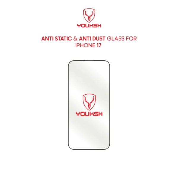 YOUKSH iPhone 17 Anti-Static Clear Glass Screen Protector — 0.15mm