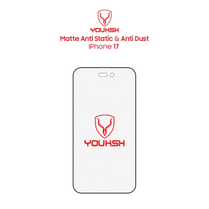 YOUKSH Apple iPhone 17 Matte Anti-Static Glass Protector