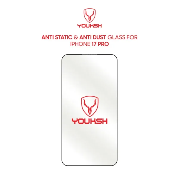 YOUKSH iPhone 17 Pro Anti-Static Clear Tempered Glass — 9H, 0.15mm