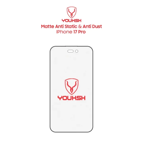 YOUKSH iPhone 17 Pro Matte Anti-Static Tempered Glass Screen Protector