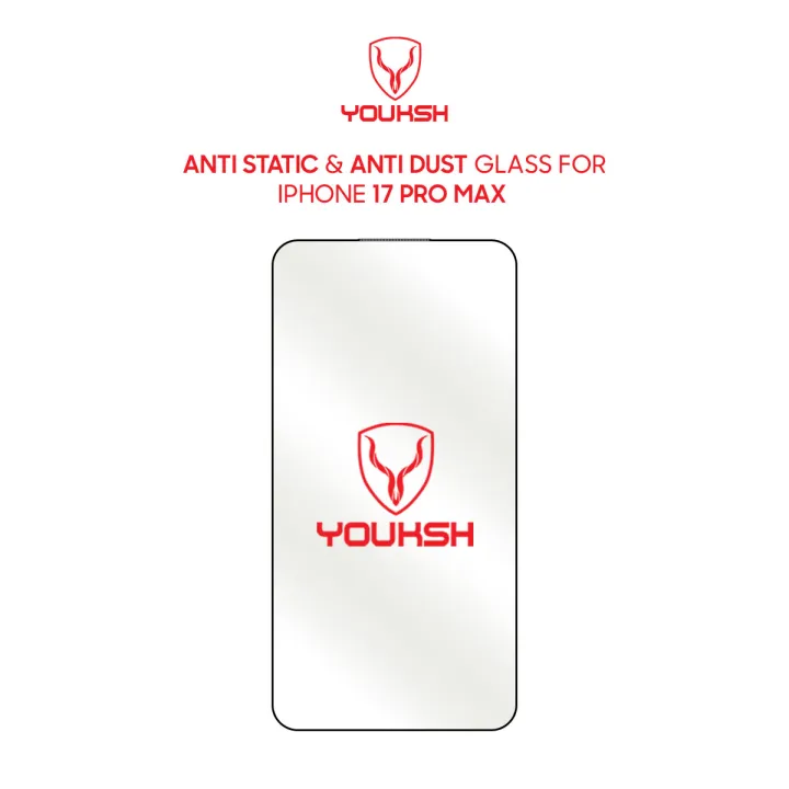 YOUKSH iPhone 17 Pro Max Anti-Static Clear Tempered Glass — 9H, 0.15mm