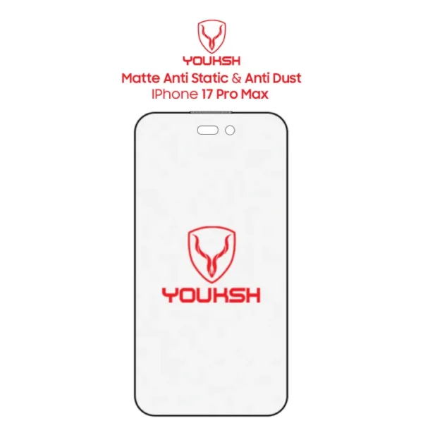 YOUKSH iPhone 17 Pro Max Matte Anti-Static Tempered Glass Screen Protector