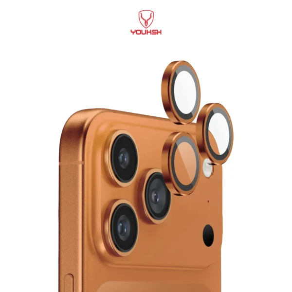Youksh iPhone 17 Pro Max Camera Ring Lens Protector — 9H Tempered Glass