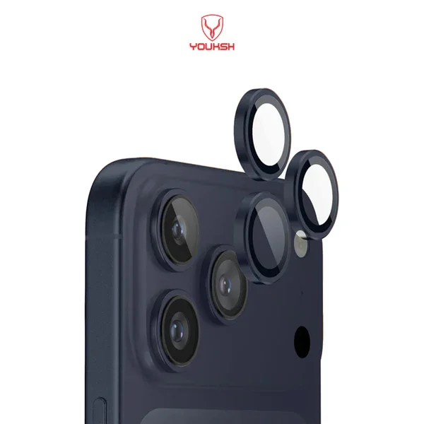 Youksh iPhone 17 Pro Camera Ring Lens Protector — 9H Tempered Glass