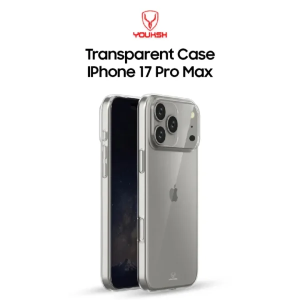 Youksh iPhone 17 Pro Max Transparent Jelly TPU Case — 1.5mm Slim Shock Protection