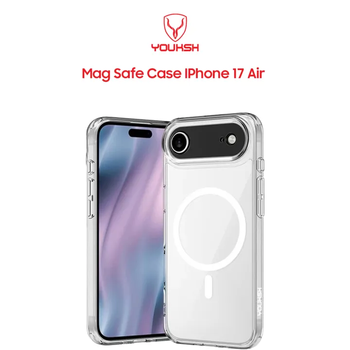 Youksh MagSafe Clear Case for iPhone 17 Air — N52 Magnet, Anti-Yellowing