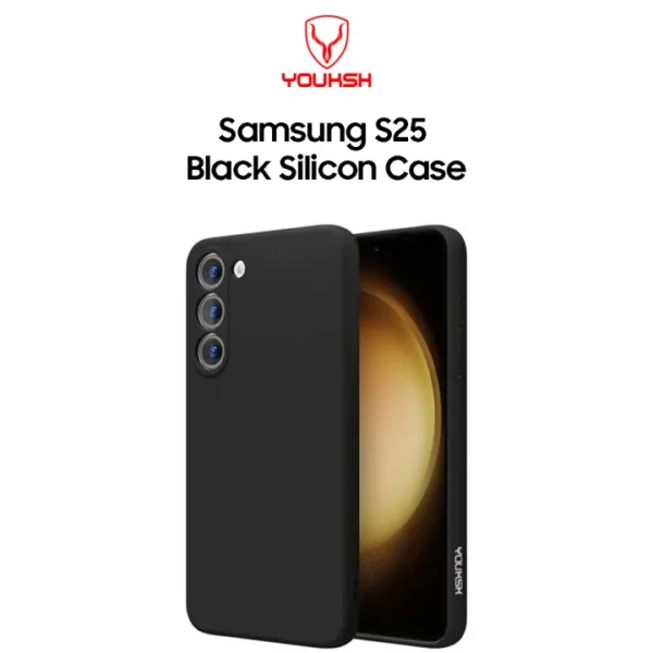 YOUKSH Samsung Galaxy S25 Soft Silicone Case — Matte Black