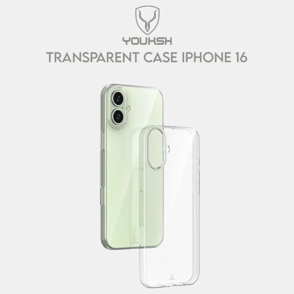 Youksh Transparent Case for iPhone 16 – Clear, 1.5 mm Slim