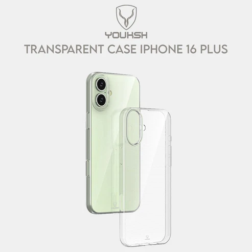 Youksh Transparent Case for iPhone 16 Plus – Clear, 1.5 mm Slim
