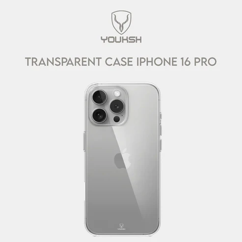 Youksh Transparent Case for iPhone 16 Pro – Wireless Charging, 1.5 mm