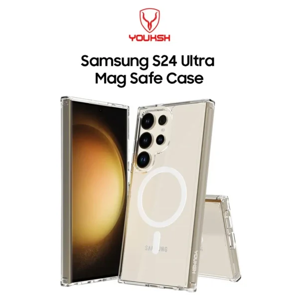 YOUKSH Samsung Galaxy S24 Ultra Clear MagSafe Case with Airbag Protection